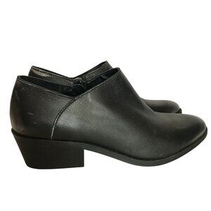 Lucky Brand Ferryn  Ankle Boots Black Leather Silver Distressing Womens 9M NEW